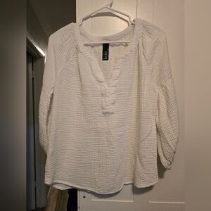 bobi White Textured Blouse